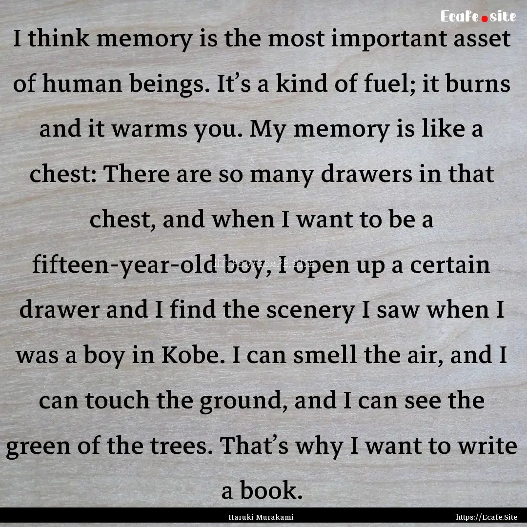 I think memory is the most important asset.... : Quote by Haruki Murakami