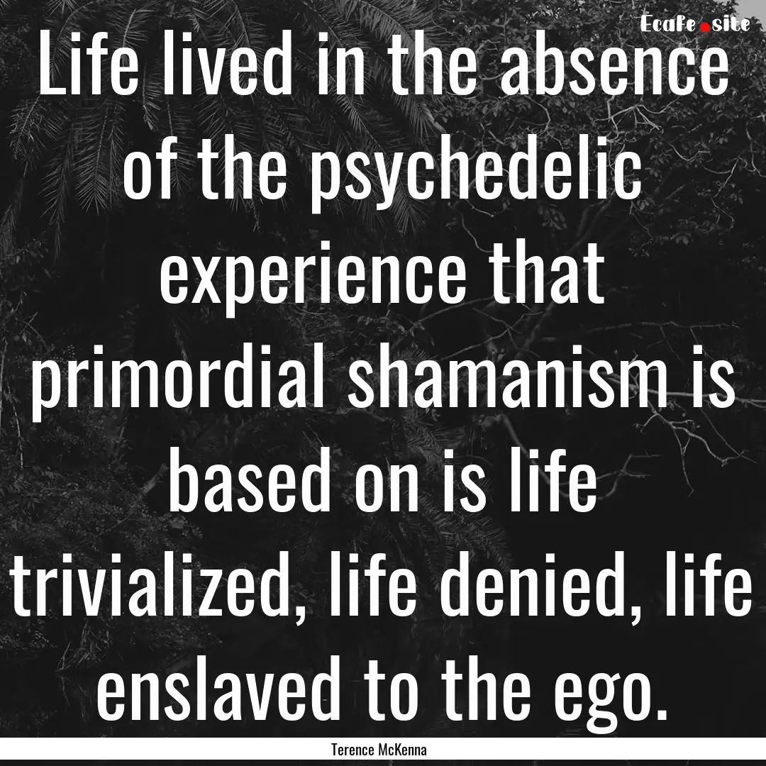 Life lived in the absence of the psychedelic.... : Quote by Terence McKenna