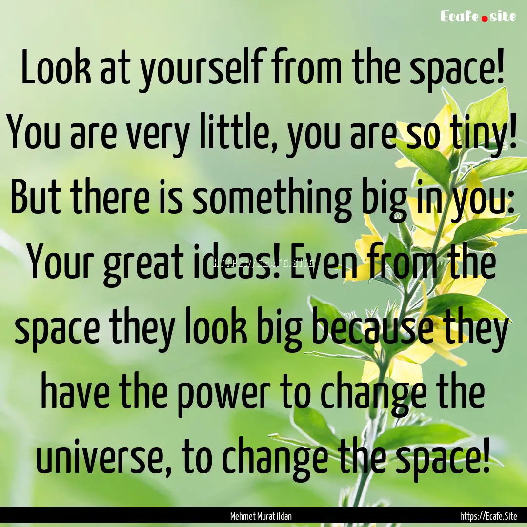 Look at yourself from the space! You are.... : Quote by Mehmet Murat ildan