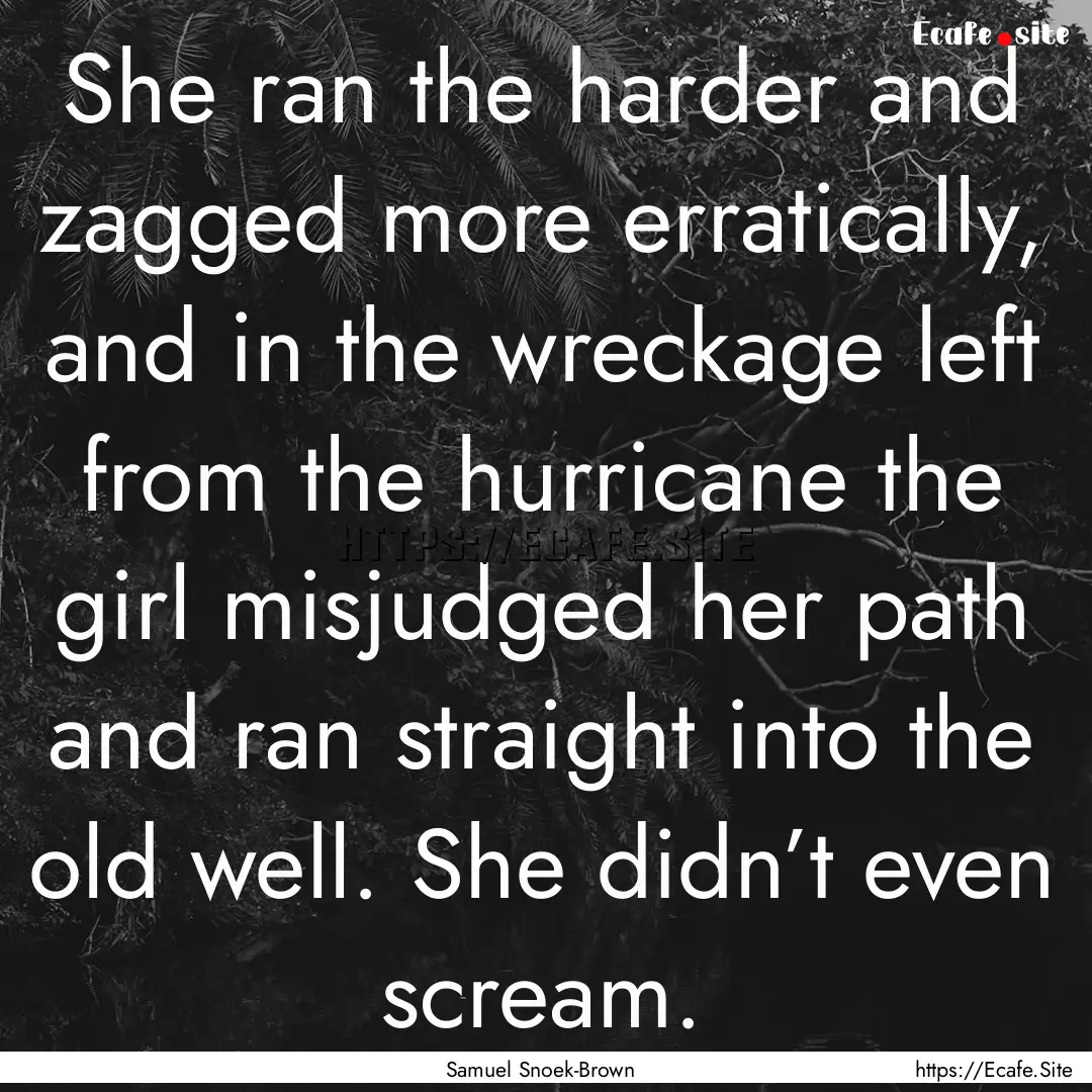 She ran the harder and zagged more erratically,.... : Quote by Samuel Snoek-Brown