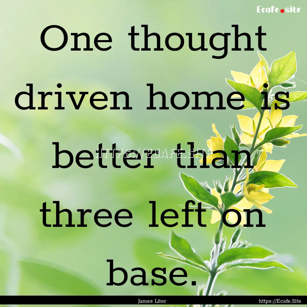 One thought driven home is better than three.... : Quote by James Liter