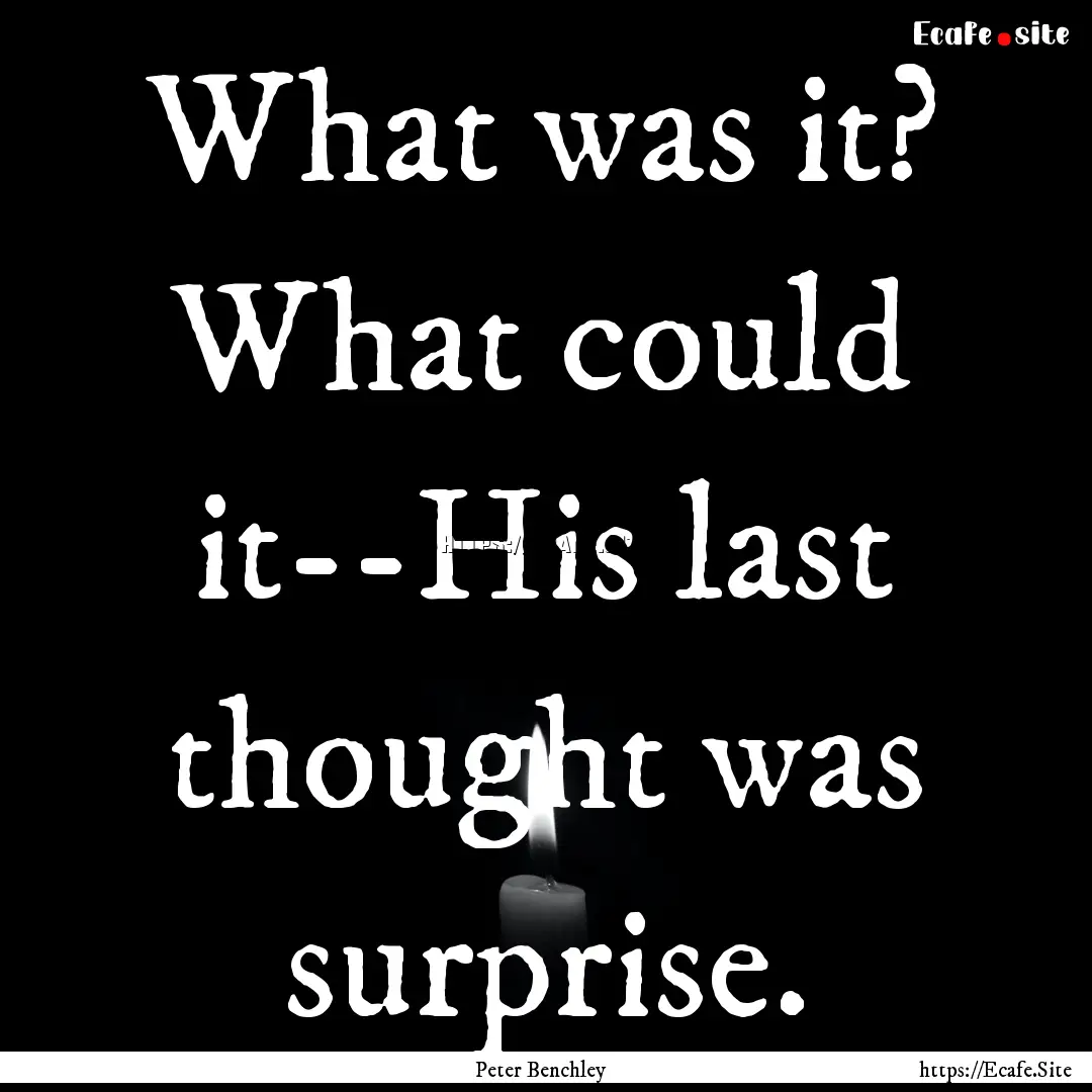 What was it? What could it--His last thought.... : Quote by Peter Benchley