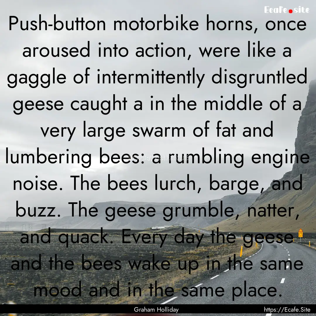 Push-button motorbike horns, once aroused.... : Quote by Graham Holliday