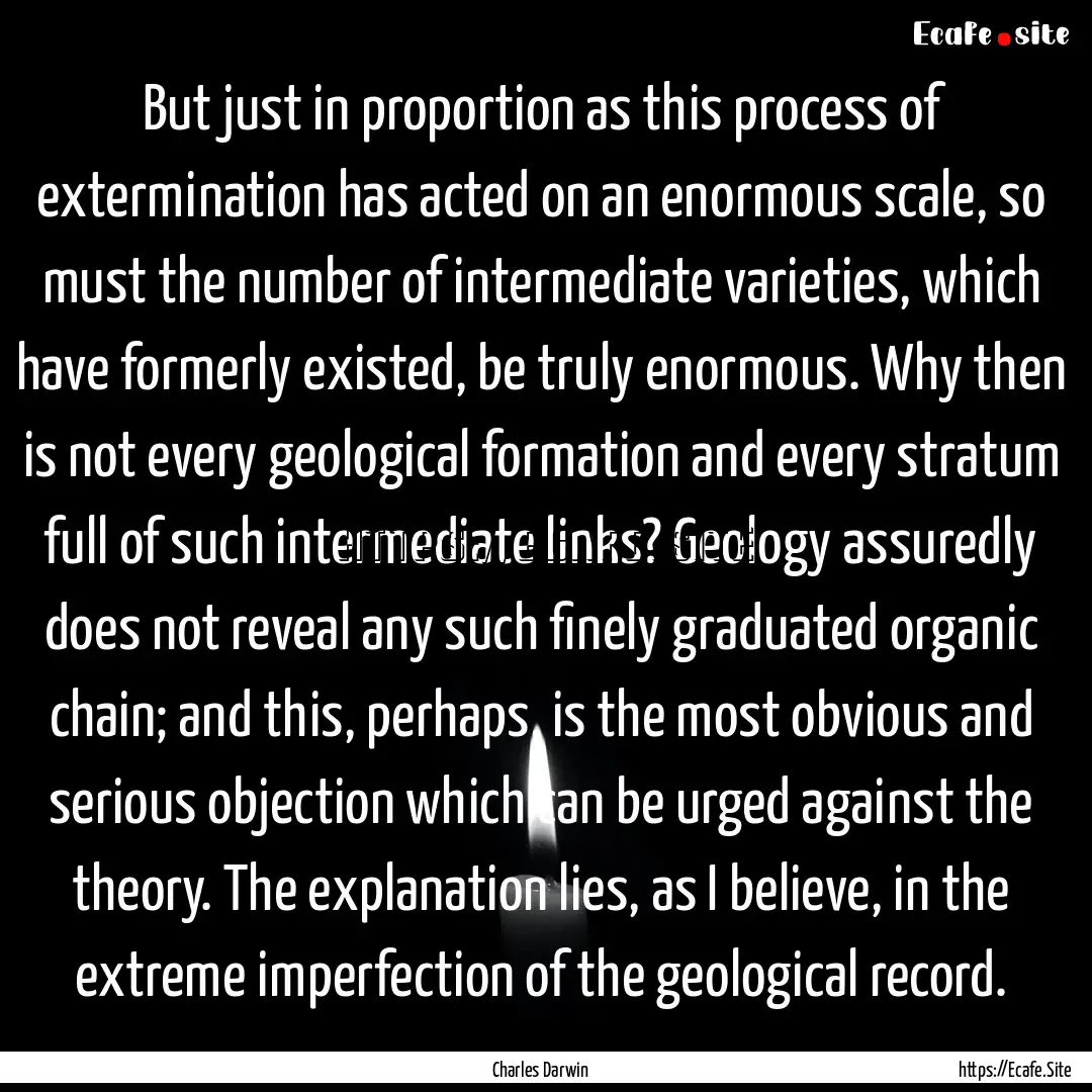 But just in proportion as this process of.... : Quote by Charles Darwin