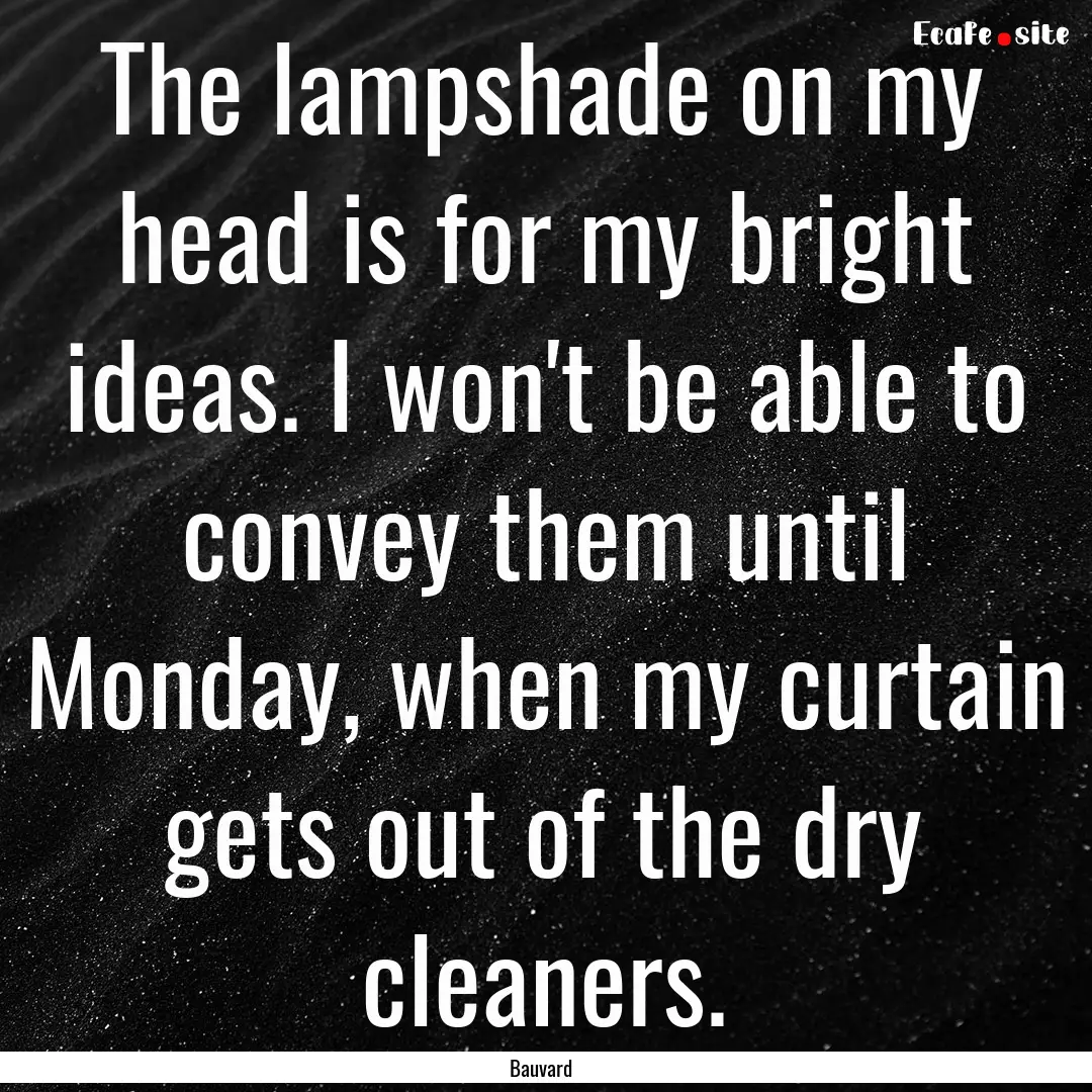 The lampshade on my head is for my bright.... : Quote by Bauvard