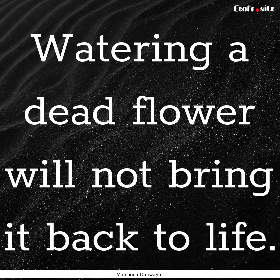 Watering a dead flower will not bring it.... : Quote by Matshona Dhliwayo