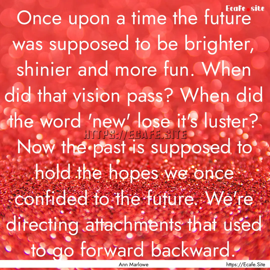 Once upon a time the future was supposed.... : Quote by Ann Marlowe