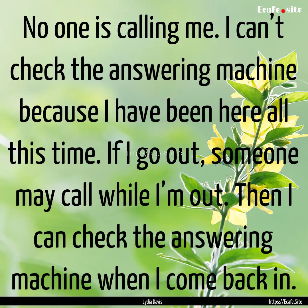 No one is calling me. I can’t check the.... : Quote by Lydia Davis