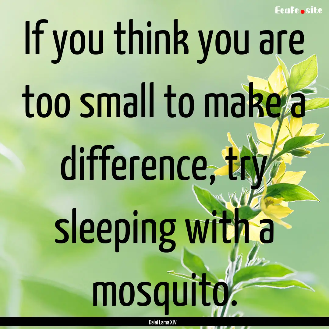 If you think you are too small to make a.... : Quote by Dalai Lama XIV