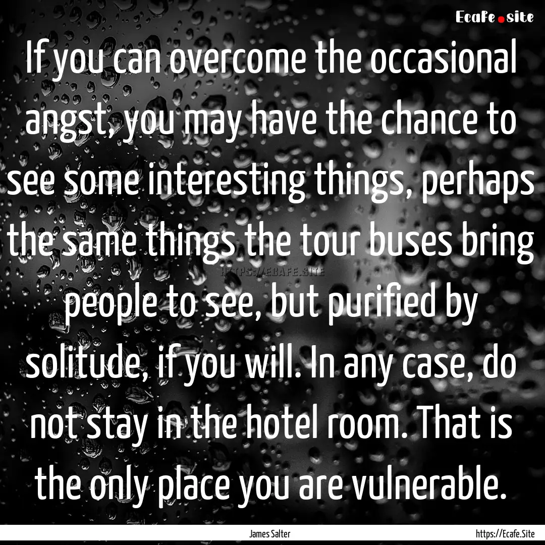 If you can overcome the occasional angst,.... : Quote by James Salter