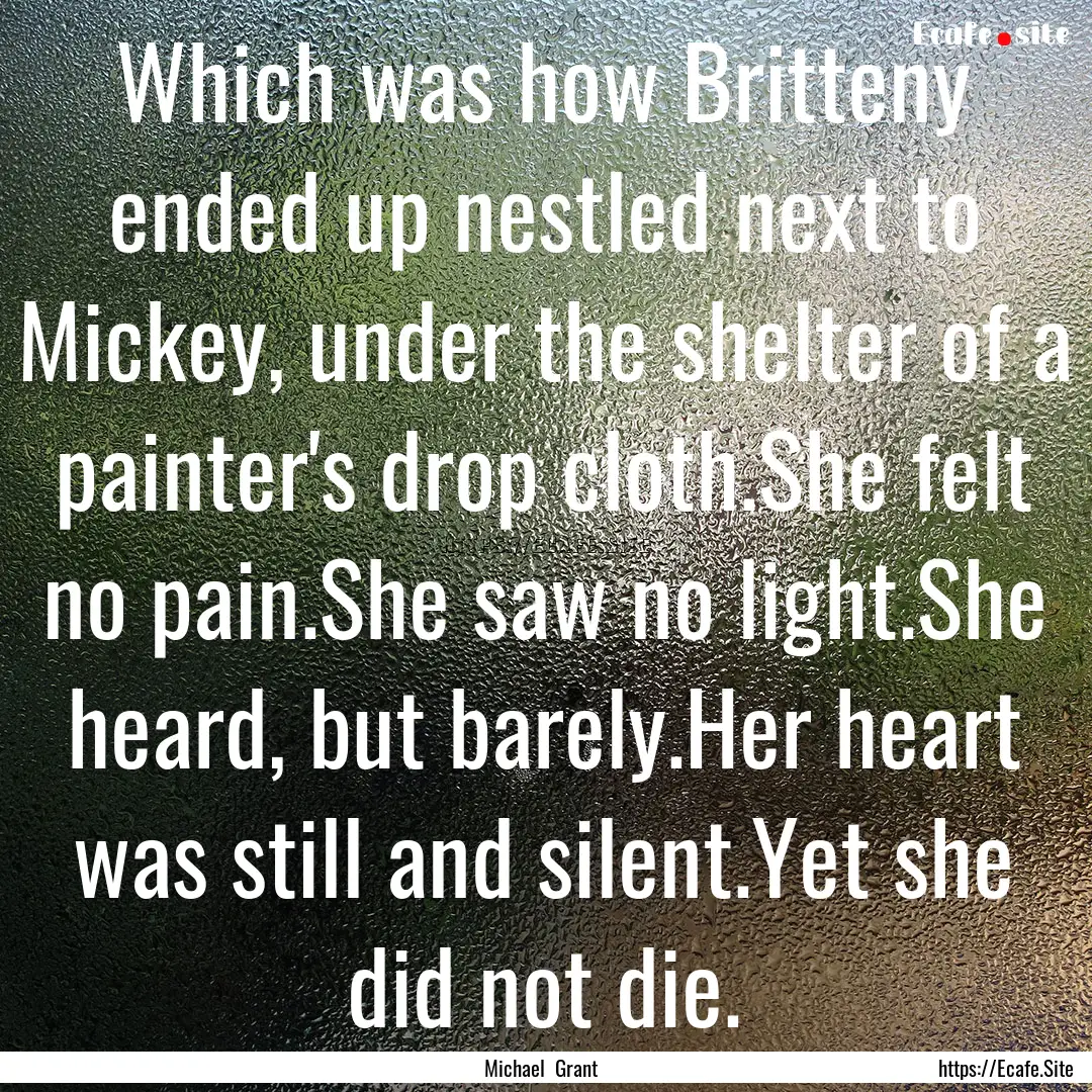 Which was how Britteny ended up nestled next.... : Quote by Michael Grant