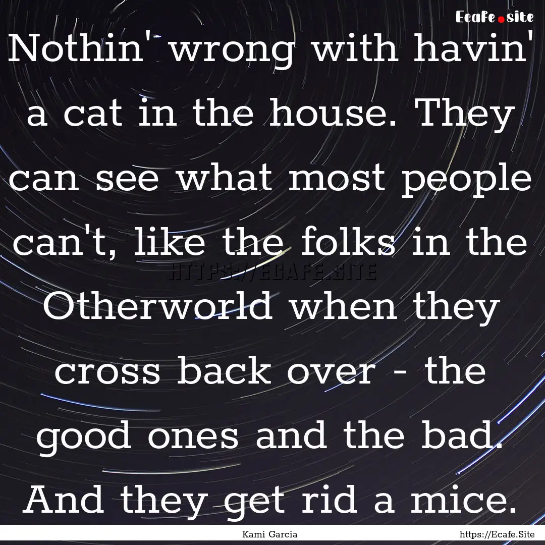 Nothin' wrong with havin' a cat in the house..... : Quote by Kami Garcia