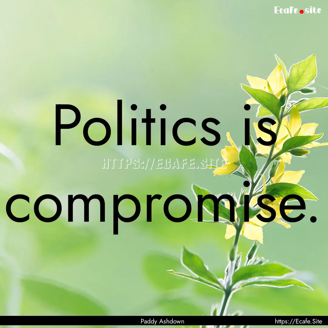 Politics is compromise. : Quote by Paddy Ashdown