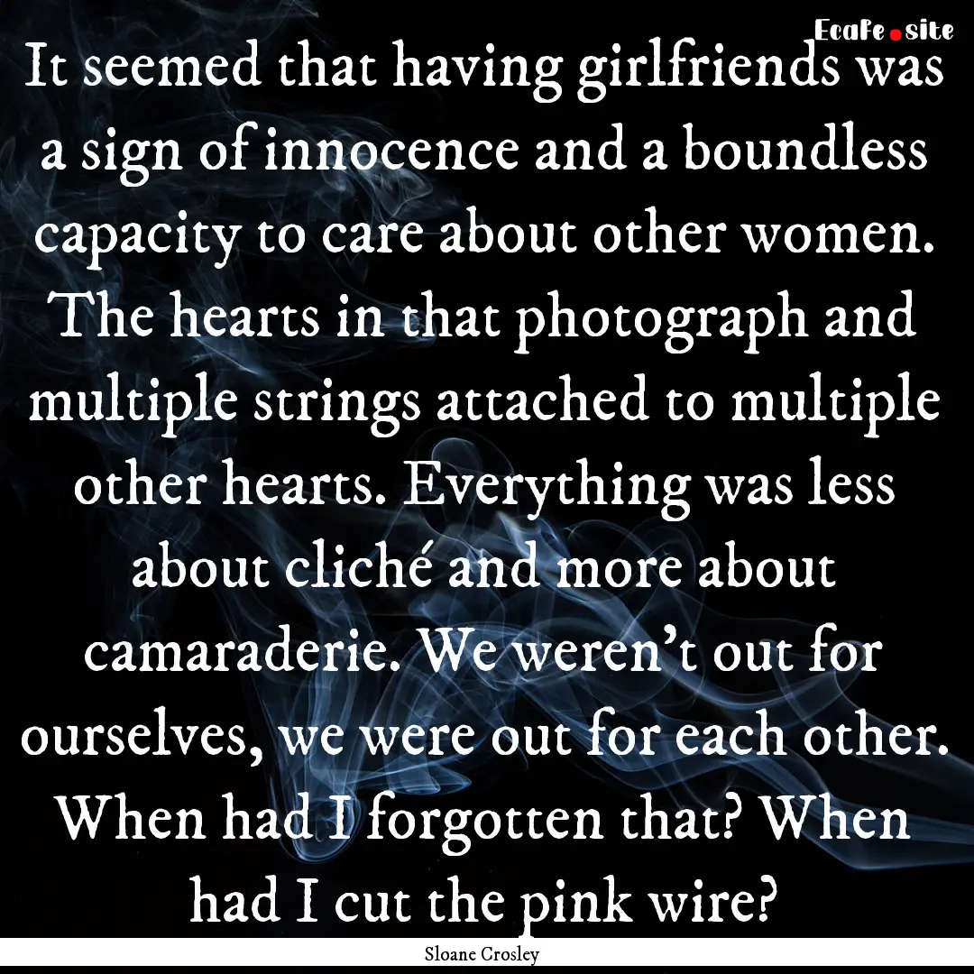 It seemed that having girlfriends was a sign.... : Quote by Sloane Crosley