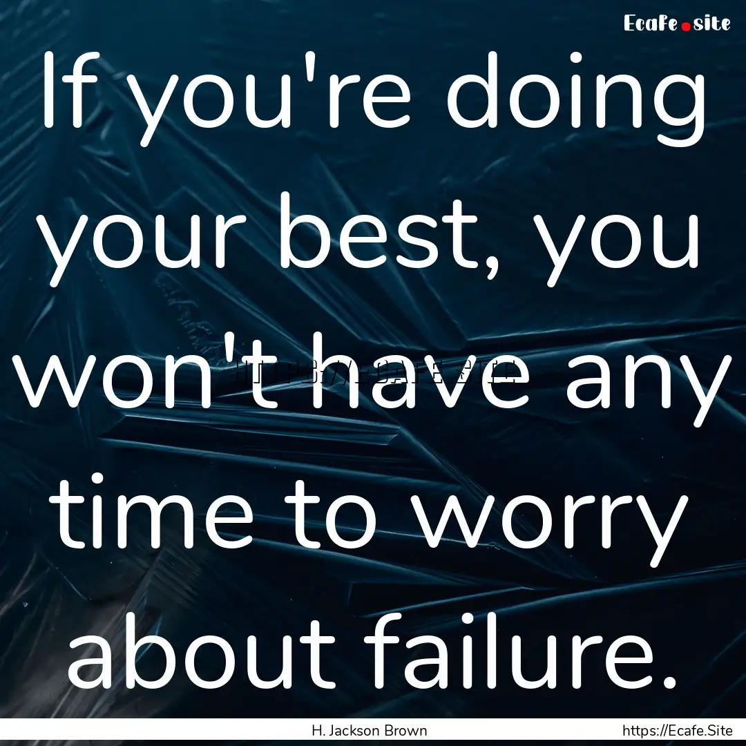 If you're doing your best, you won't have.... : Quote by H. Jackson Brown