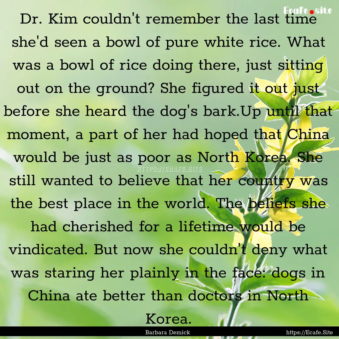 Dr. Kim couldn't remember the last time she'd.... : Quote by Barbara Demick