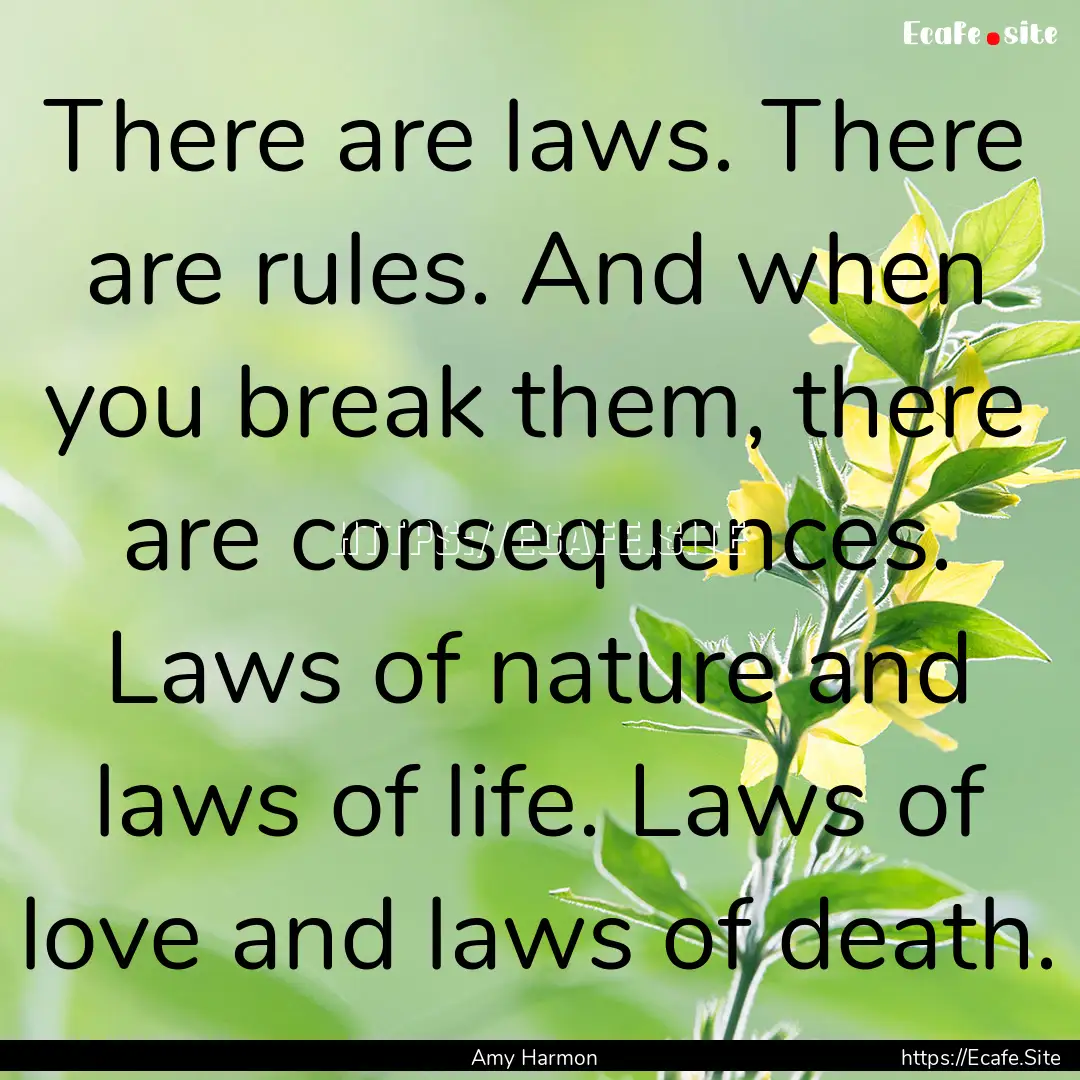 There are laws. There are rules. And when.... : Quote by Amy Harmon