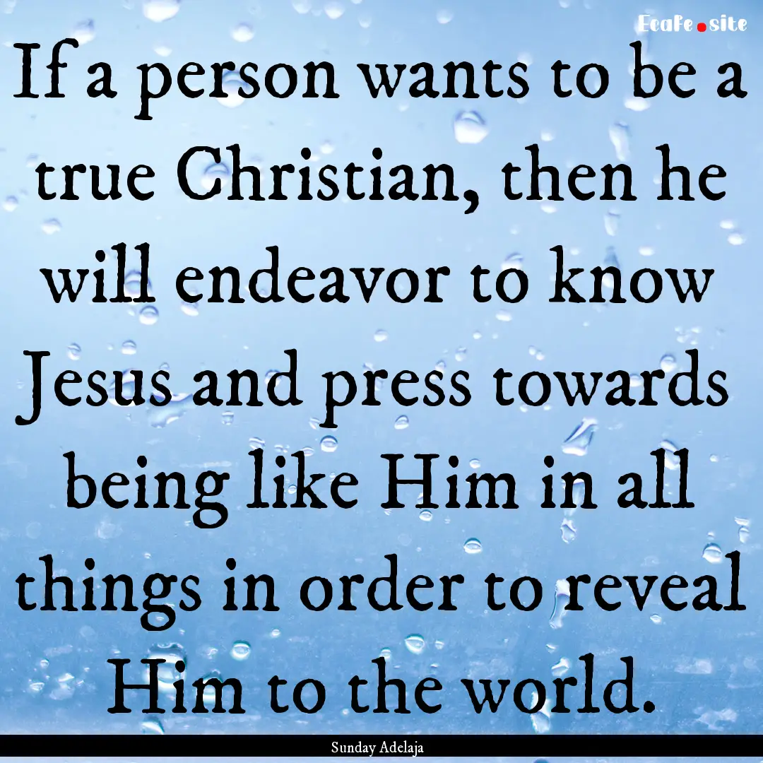 If a person wants to be a true Christian,.... : Quote by Sunday Adelaja