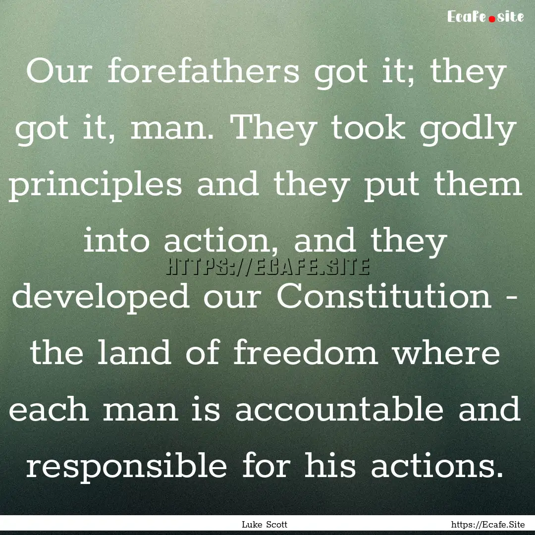 Our forefathers got it; they got it, man..... : Quote by Luke Scott