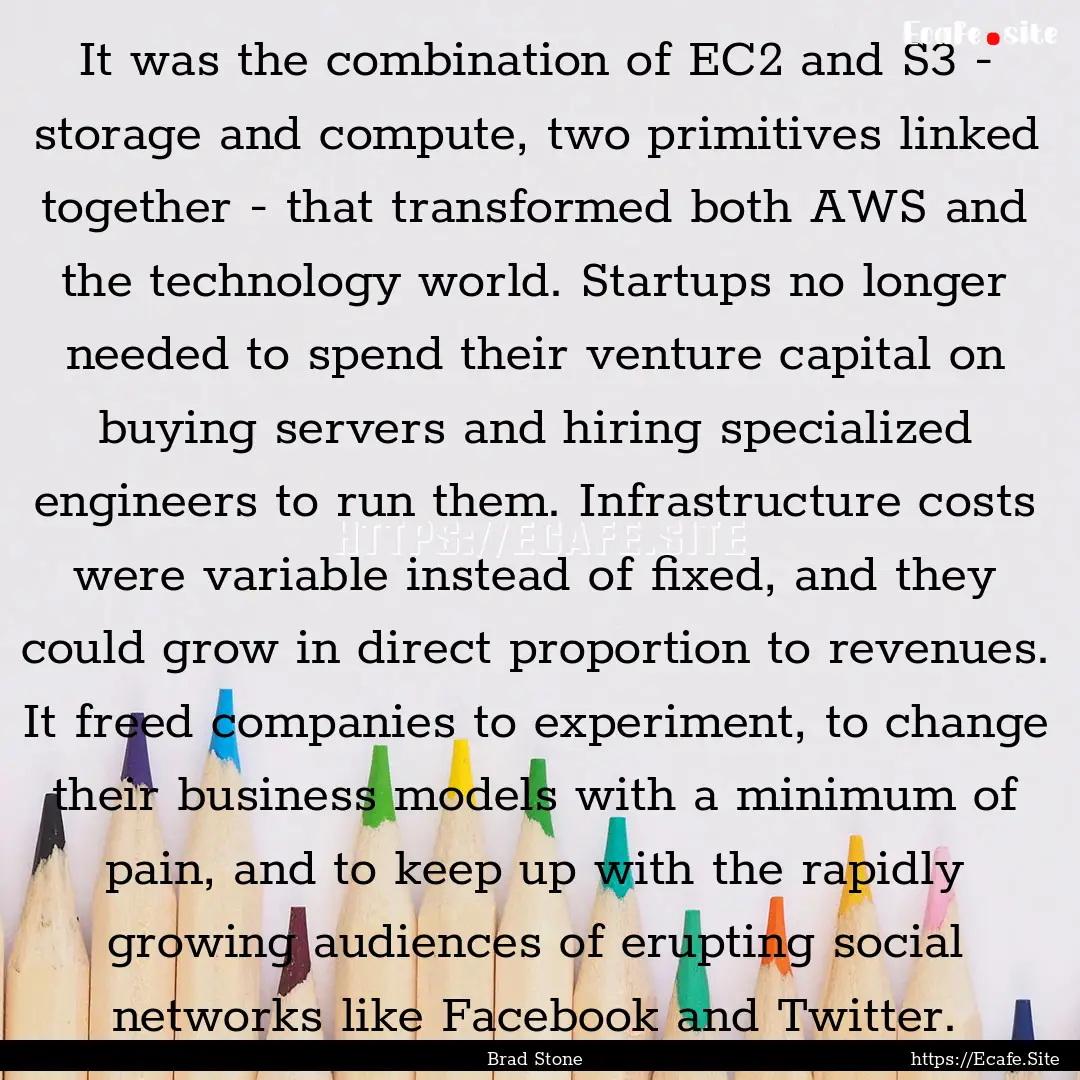 It was the combination of EC2 and S3 - storage.... : Quote by Brad Stone