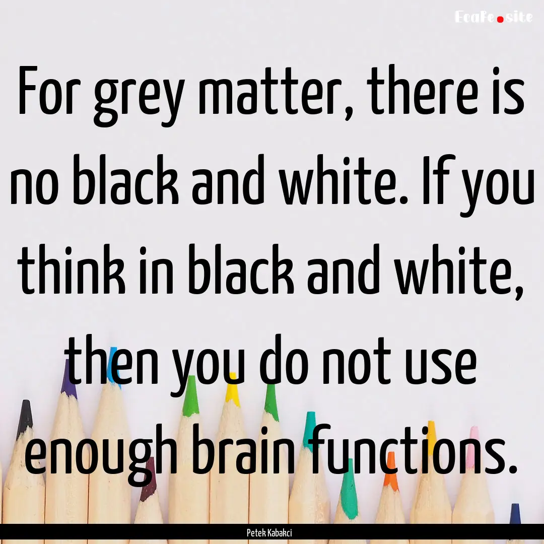 For grey matter, there is no black and white..... : Quote by Petek Kabakci