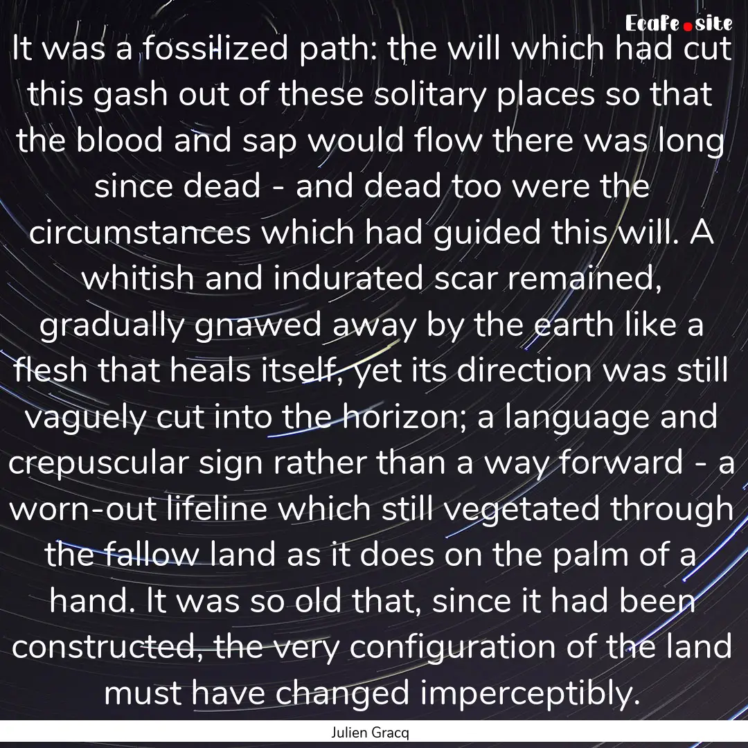 It was a fossilized path: the will which.... : Quote by Julien Gracq