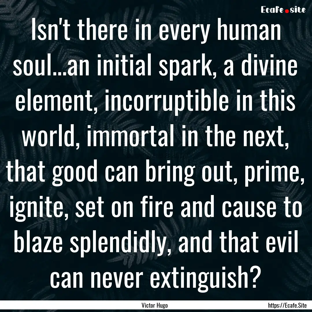 Isn't there in every human soul...an initial.... : Quote by Victor Hugo