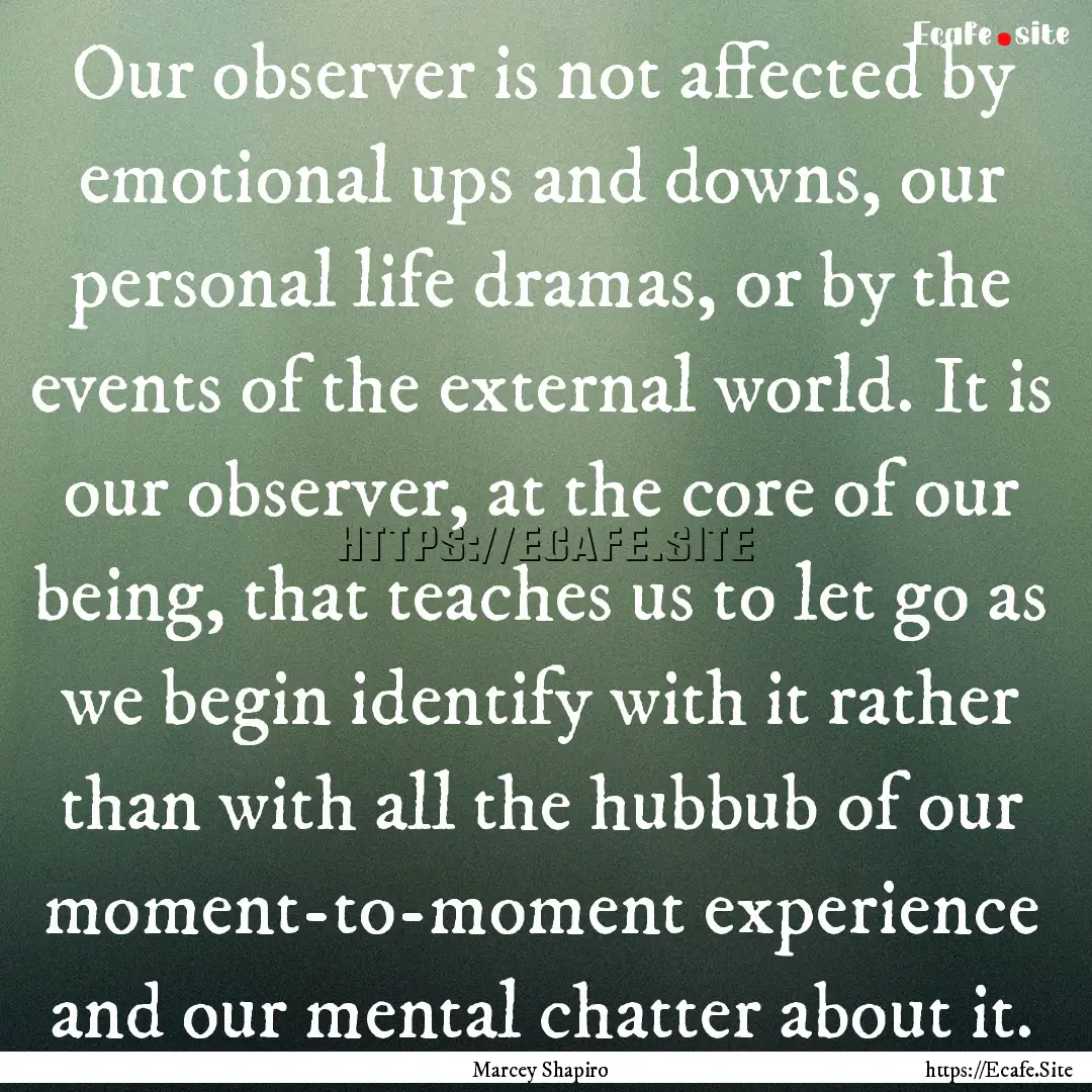 Our observer is not affected by emotional.... : Quote by Marcey Shapiro