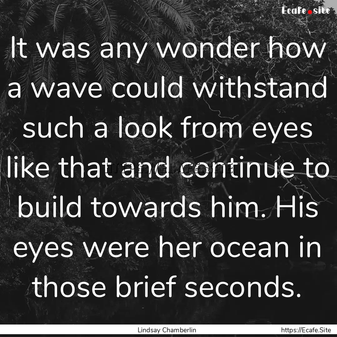 It was any wonder how a wave could withstand.... : Quote by Lindsay Chamberlin