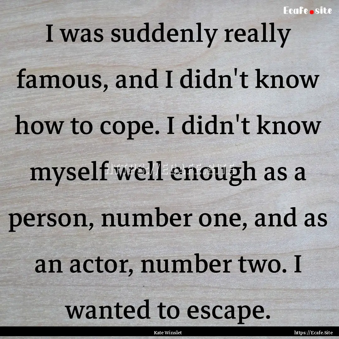 I was suddenly really famous, and I didn't.... : Quote by Kate Winslet