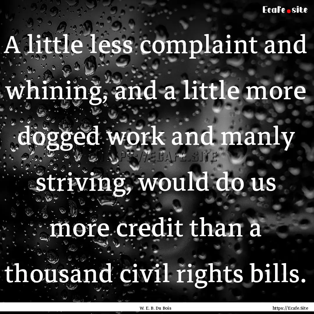 A little less complaint and whining, and.... : Quote by W. E. B. Du Bois