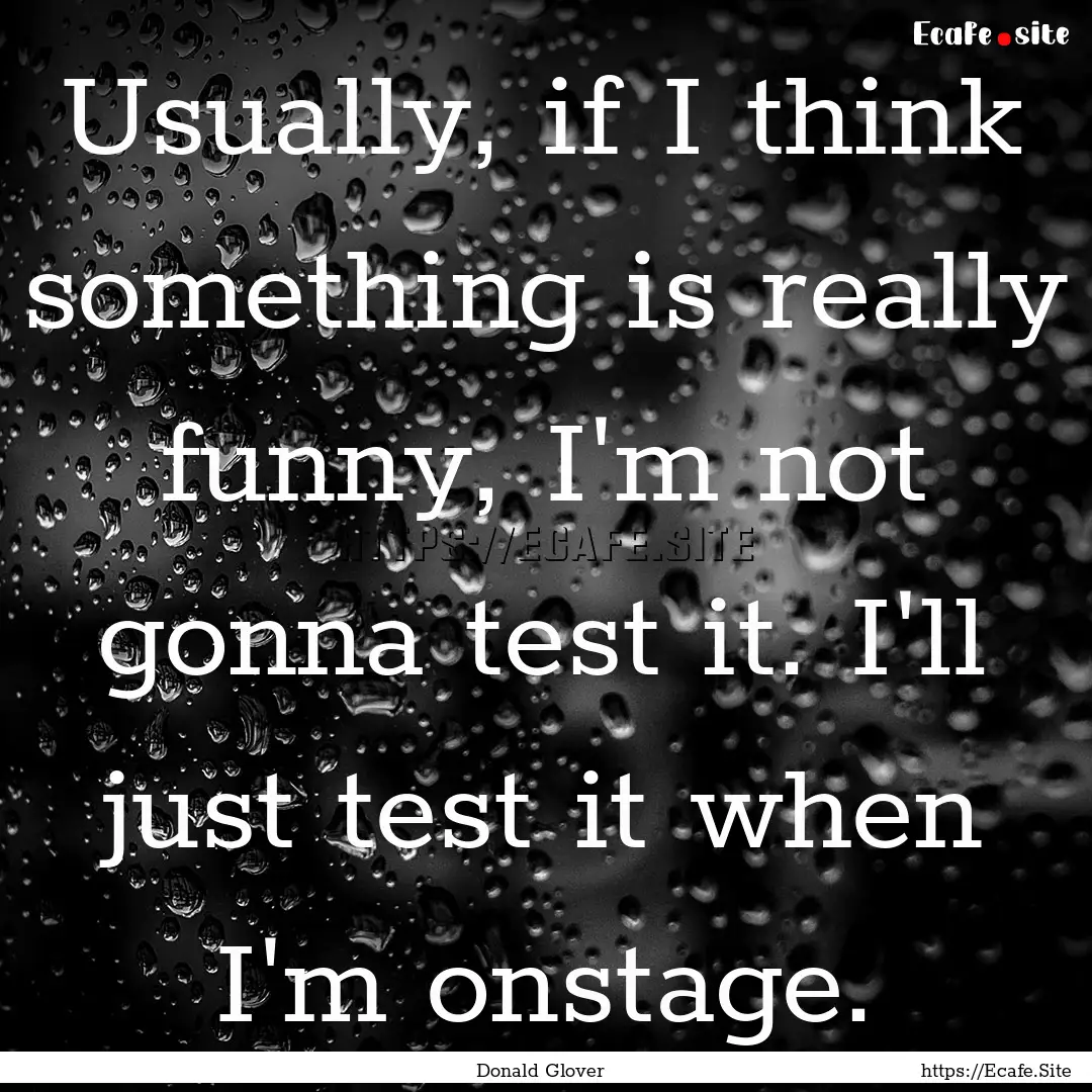 Usually, if I think something is really funny,.... : Quote by Donald Glover