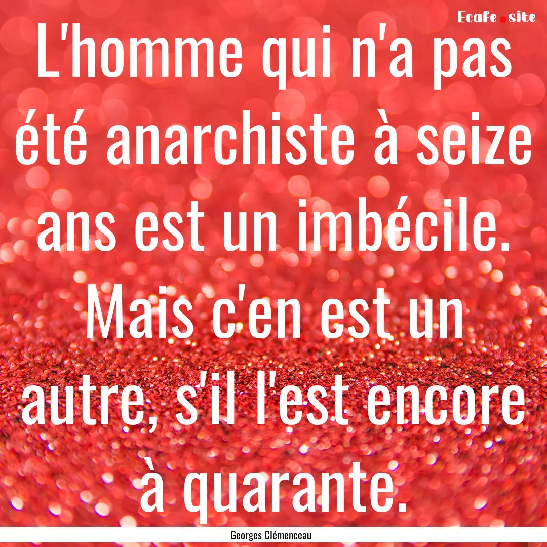 L'homme qui n'a pas été anarchiste à seize.... : Quote by Georges Clémenceau