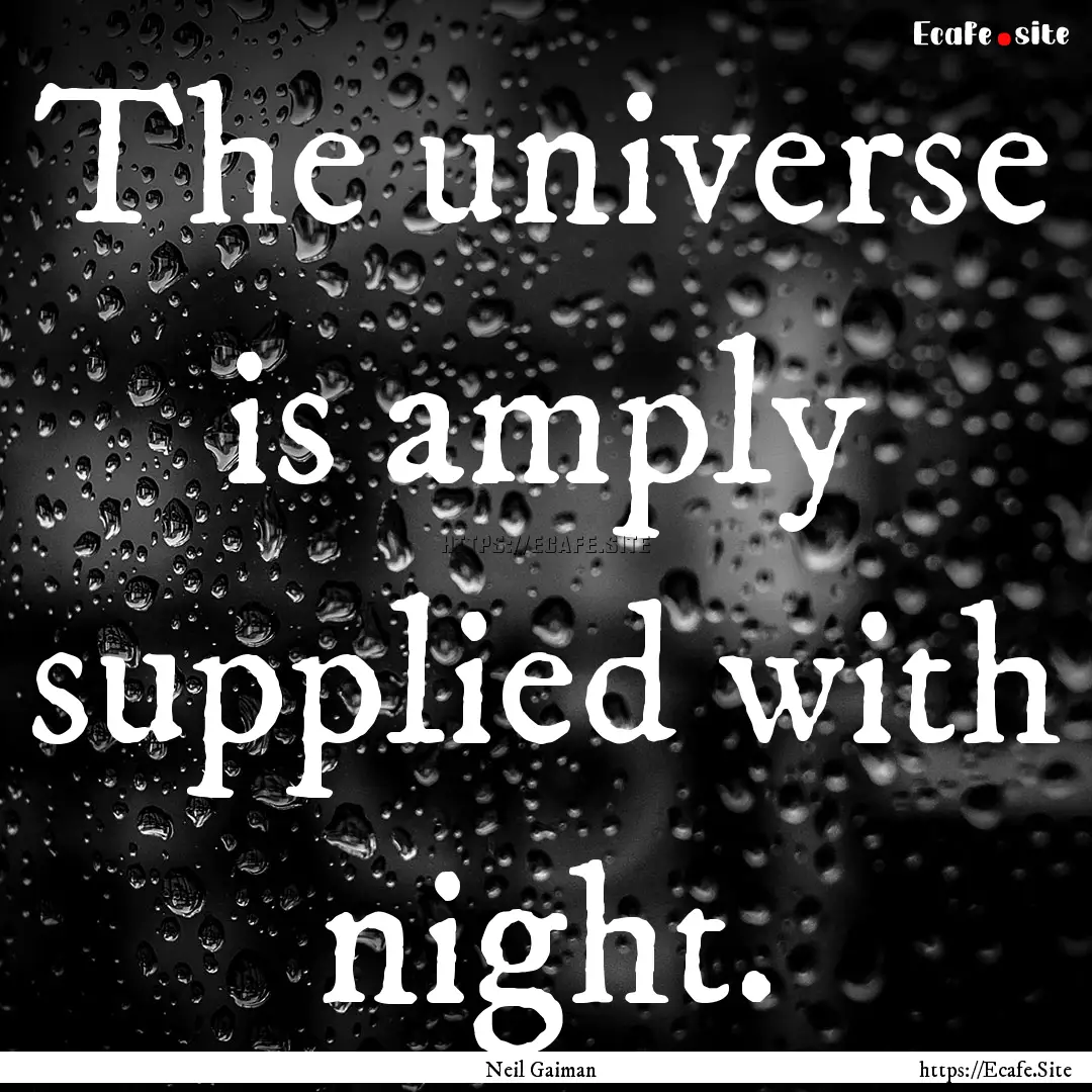 The universe is amply supplied with night..... : Quote by Neil Gaiman