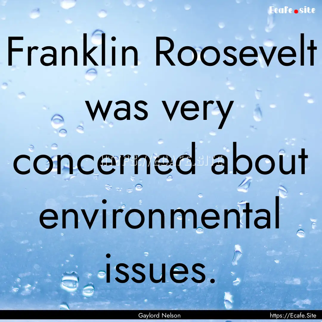 Franklin Roosevelt was very concerned about.... : Quote by Gaylord Nelson