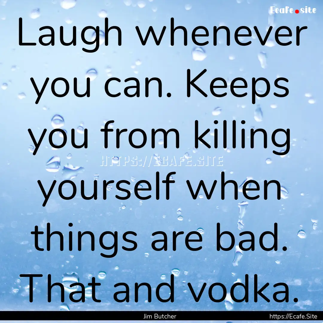 Laugh whenever you can. Keeps you from killing.... : Quote by Jim Butcher