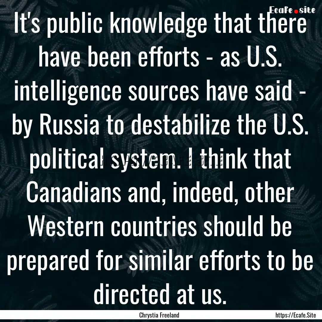 It's public knowledge that there have been.... : Quote by Chrystia Freeland