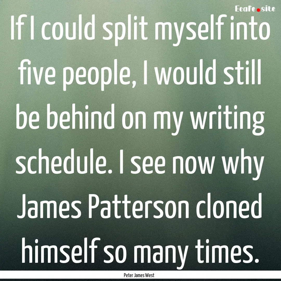 If I could split myself into five people,.... : Quote by Peter James West