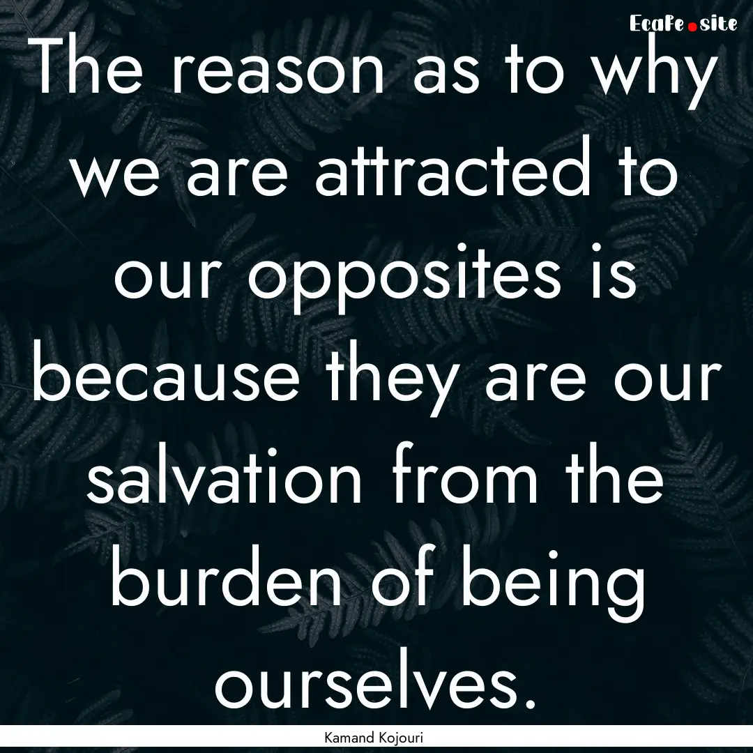 The reason as to why we are attracted to.... : Quote by Kamand Kojouri