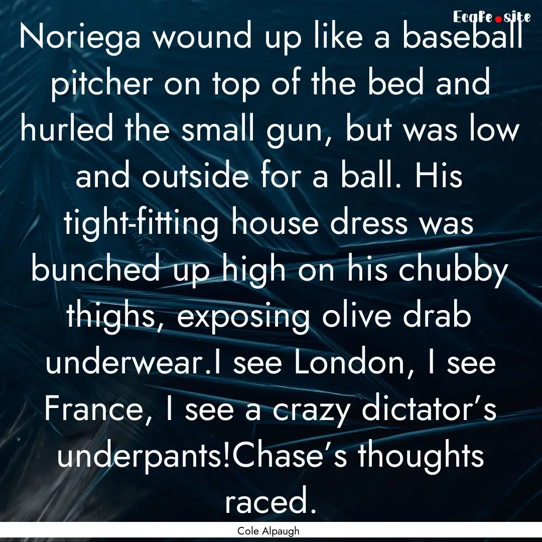 Noriega wound up like a baseball pitcher.... : Quote by Cole Alpaugh