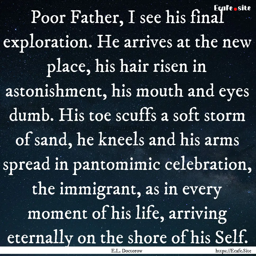 Poor Father, I see his final exploration..... : Quote by E.L. Doctorow