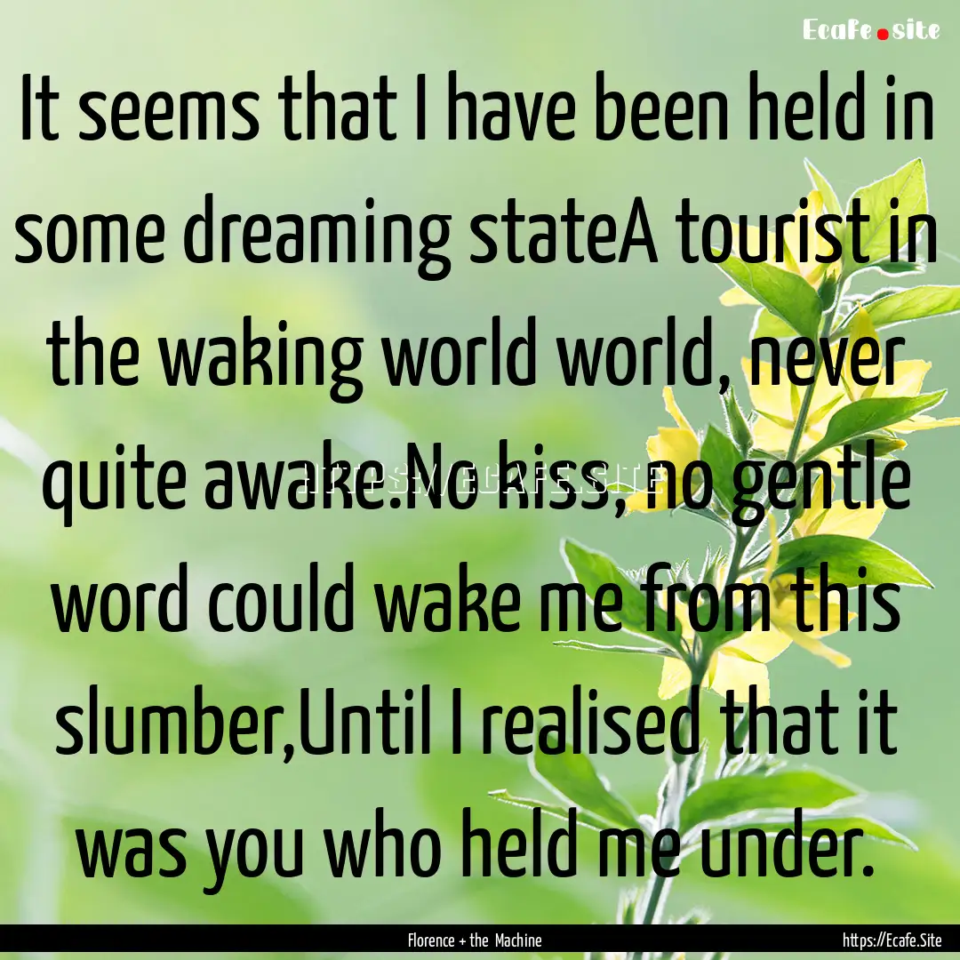 It seems that I have been held in some dreaming.... : Quote by Florence + the Machine