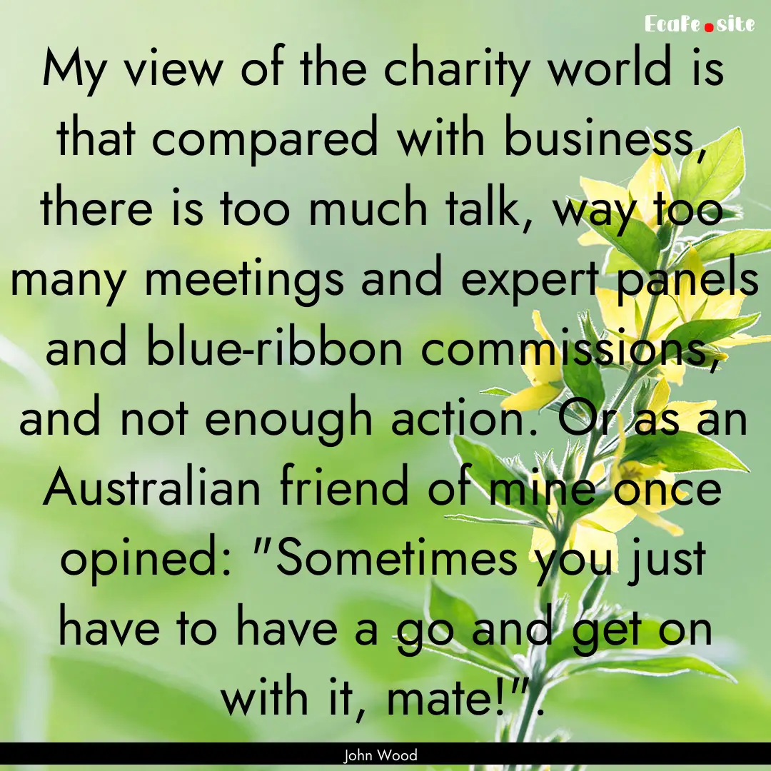 My view of the charity world is that compared.... : Quote by John Wood