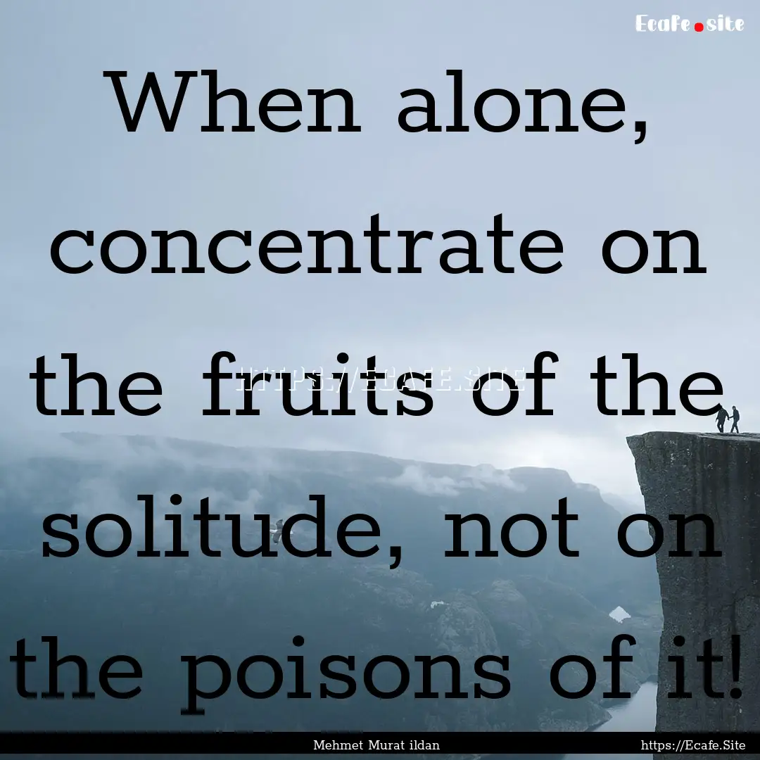 When alone, concentrate on the fruits of.... : Quote by Mehmet Murat ildan