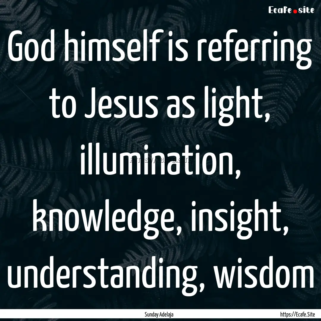 God himself is referring to Jesus as light,.... : Quote by Sunday Adelaja