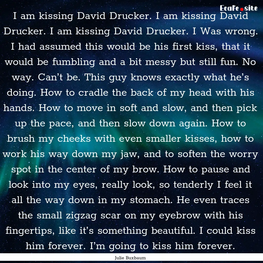 I am kissing David Drucker. I am kissing.... : Quote by Julie Buxbaum