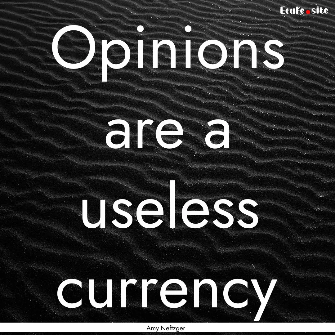 Opinions are a useless currency : Quote by Amy Neftzger