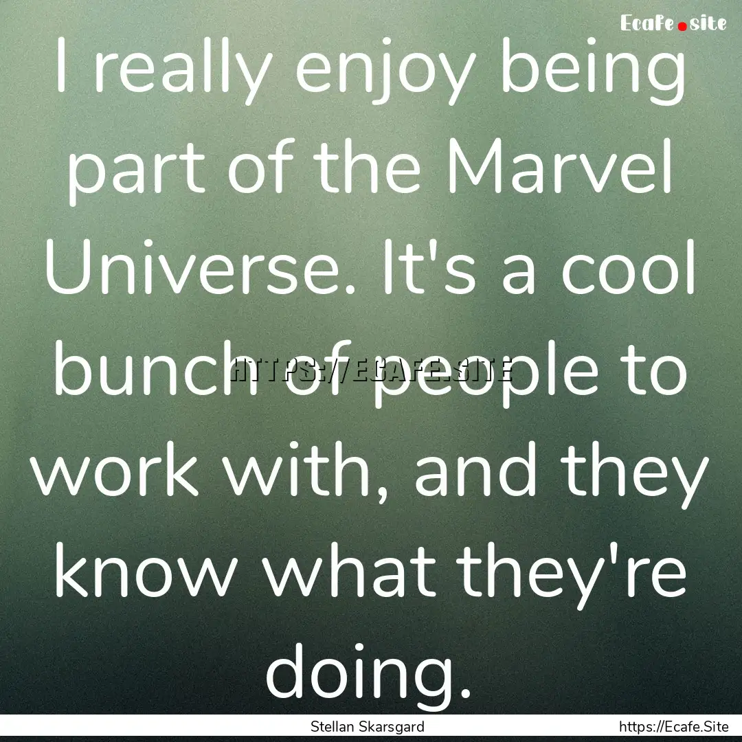 I really enjoy being part of the Marvel Universe..... : Quote by Stellan Skarsgard