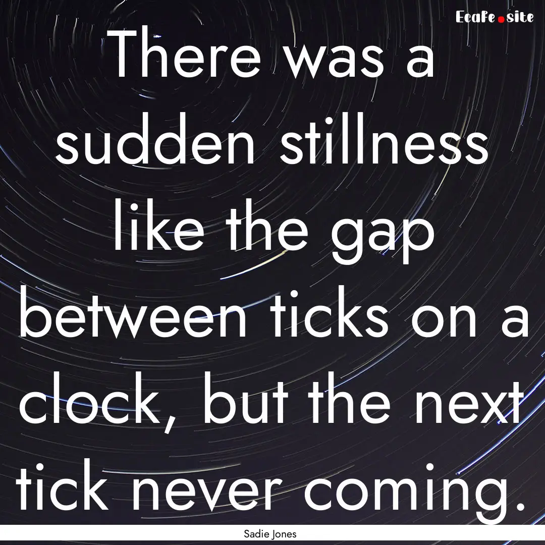 There was a sudden stillness like the gap.... : Quote by Sadie Jones