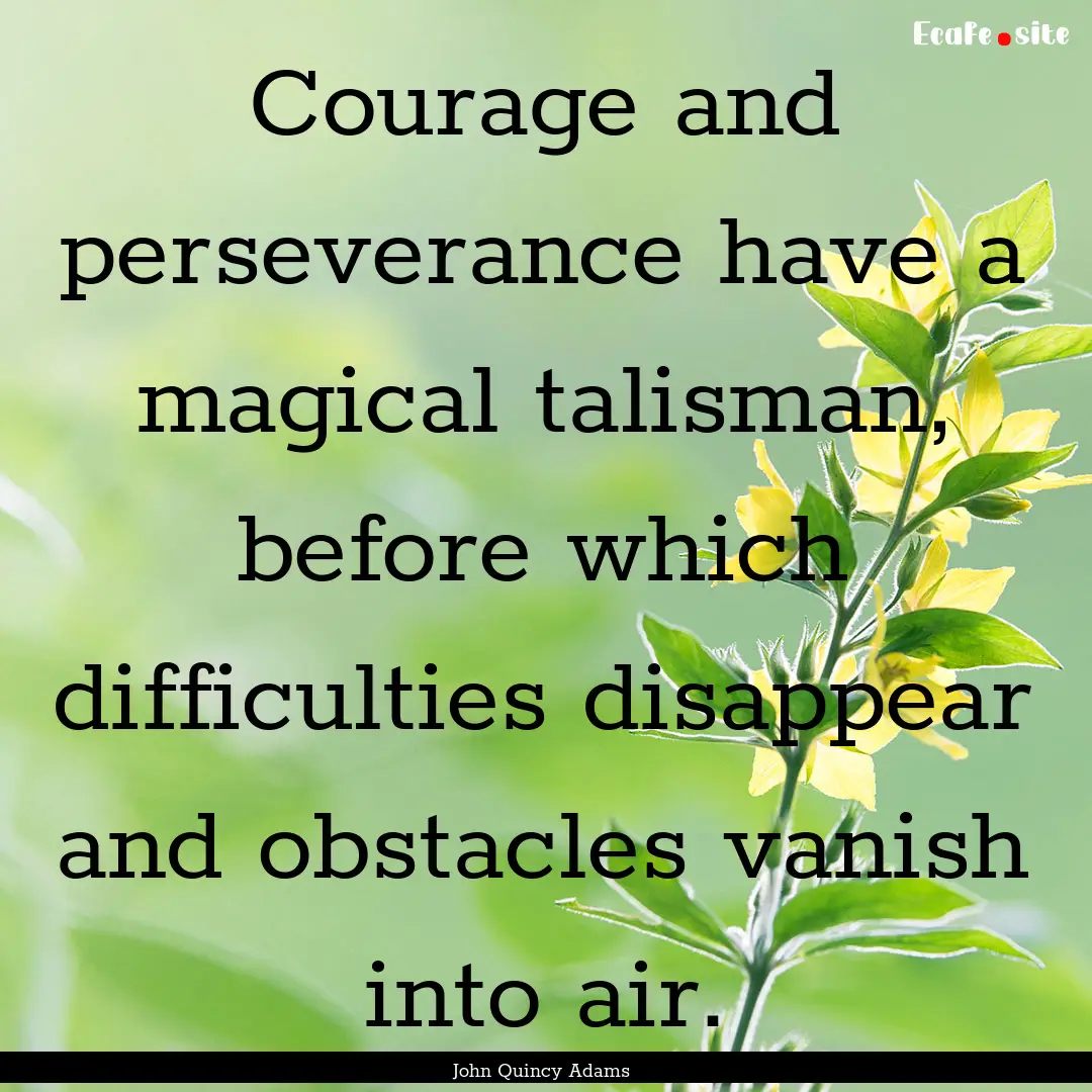 Courage and perseverance have a magical talisman,.... : Quote by John Quincy Adams